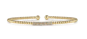 14K Yellow Gold Bujukan Bead Bangle with Diamonds by Gabriel