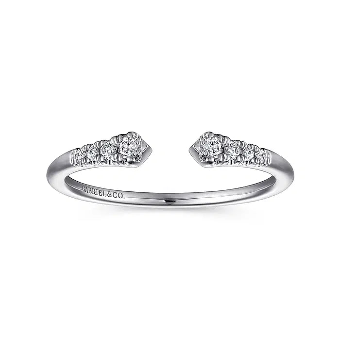 14K White Gold Split Diamond Stackable Ring by Gabriel & Co.- In Stock