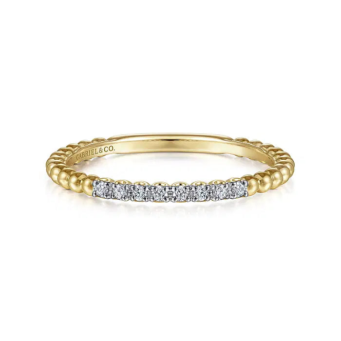 14K Yellow Gold Bujukan Bead and Diamond Stackable Ring by Gabriel & Co.