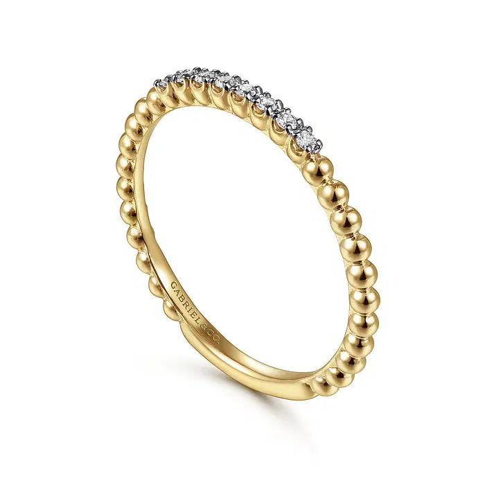 14K Yellow Gold Bujukan Bead and Diamond Stackable Ring by Gabriel & Co.