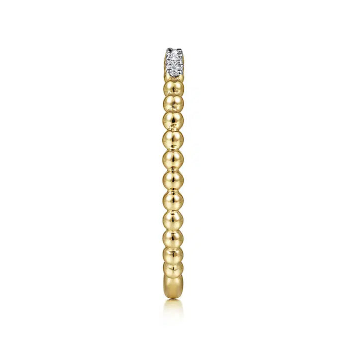 14K Yellow Gold Bujukan Bead and Diamond Stackable Ring by Gabriel & Co.