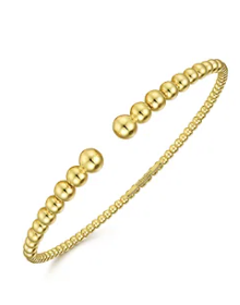 Beaded Open Bangle Bracelet 14K Yellow Gold Bujukan by Gabriel
