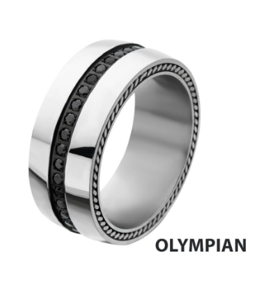 Stainless Steel Ring with Black CZ in the middle by Inox