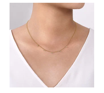 14K White Yellow Gold Diamond Droplet Necklace by Gabriel & Co
