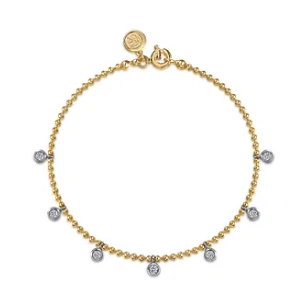 14K White Yellow Gold White Sapphire Droplet Bracelet-Bujukan by Gabriel