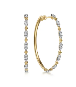 14K Yellow Gold Diamond Intricate Hoop Earrings, 40mm by Gabriel