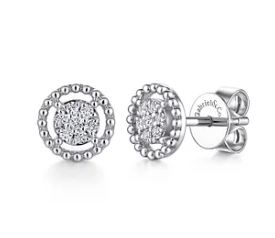 14kt White Gold Bujukan Diamond Cluster Stud Earrings by Gabriel & Co.