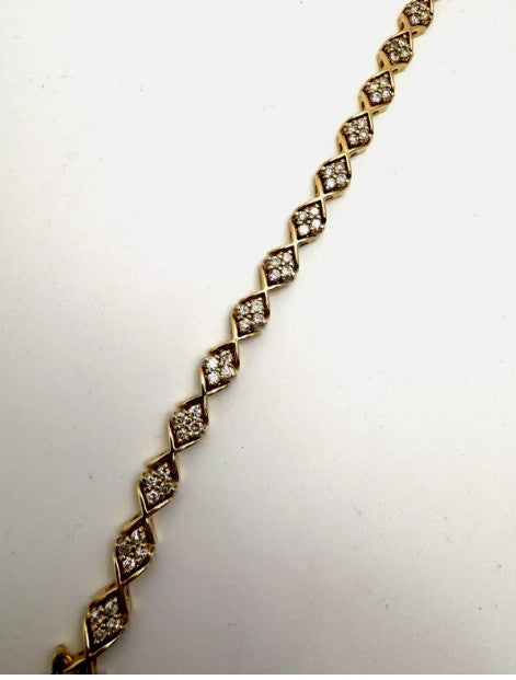 Vintage Estate 14k Yellow Gold Elegant Diamond Bracelet