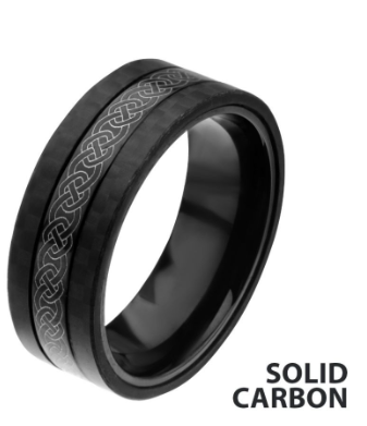 Center Celtic Design with Solid Carbon Fiber Ring by Inox