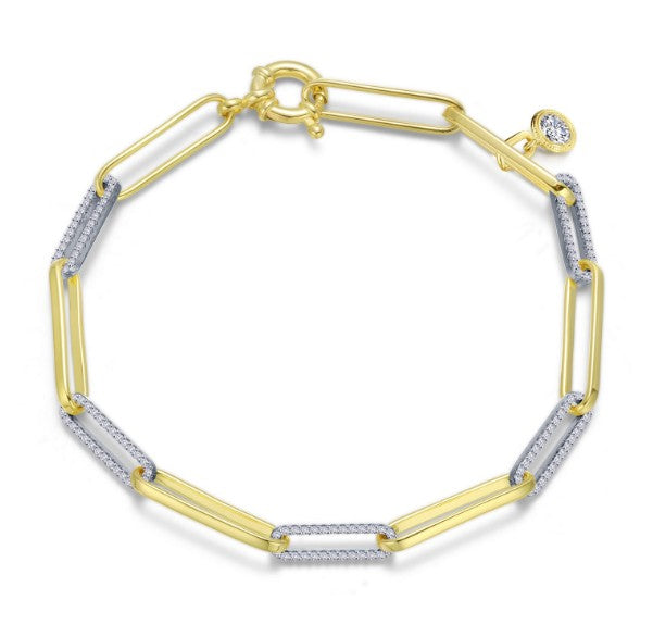 1.65 CTW 2-Tone Paperclip Bracelet by Lafonn