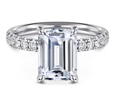 14K White Gold Emerald Cut Diamond Engagement Ring by Gabriel