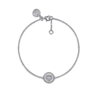 925 Sterling Silver Diamond Bujukan Heart Bracelet by Gabriel & Co.