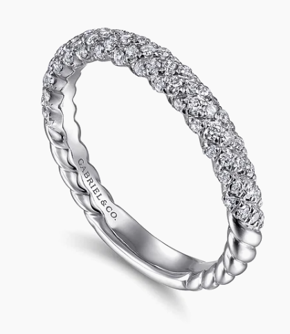 14K White Gold Diamond Pave Band by Gabriel