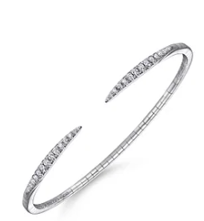 Demure - 14K White Gold Split Diamond Spike Bangle by Gabriel