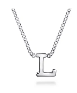 14K White Gold L Initial Necklace by Gabriel
