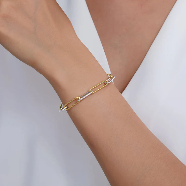 1.65 CTW 2-Tone Paperclip Bracelet by Lafonn