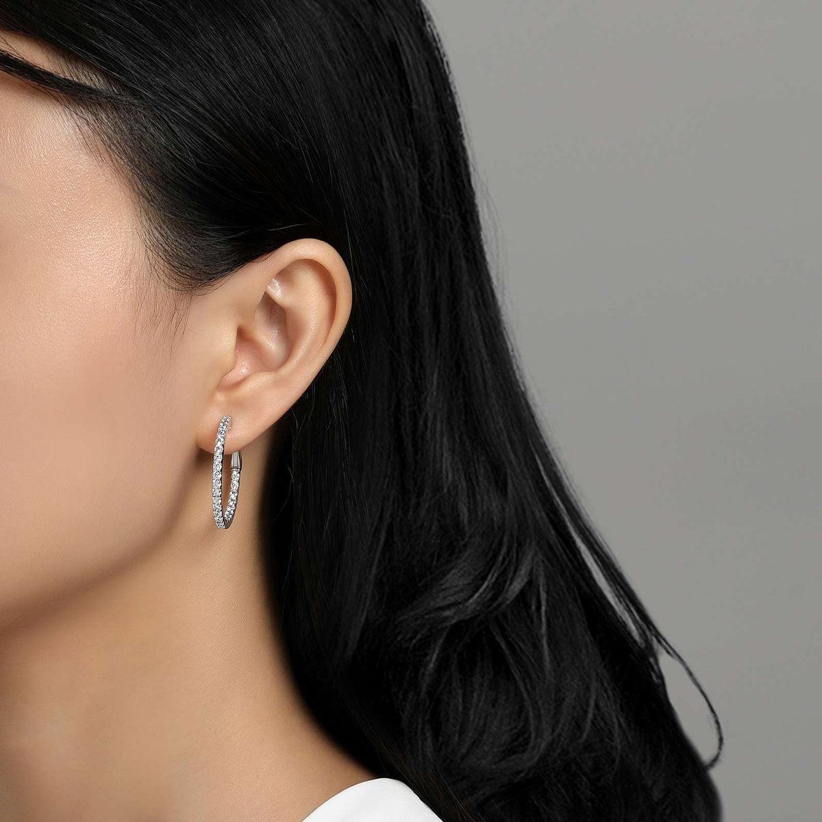 Lafonn Sterling Silver 25 mm Hoop Earrings by Lafonn