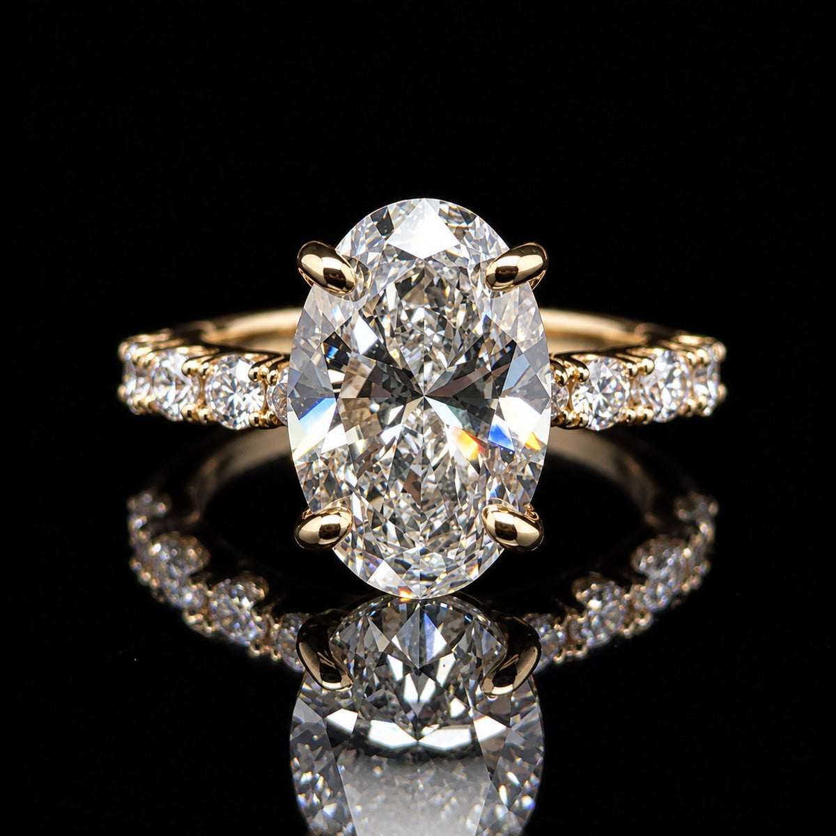 14K Yellow Gold 4.32 CTW Lab Grown Diamond Engagement Ring D VS1 IGI Certified- In Stock
