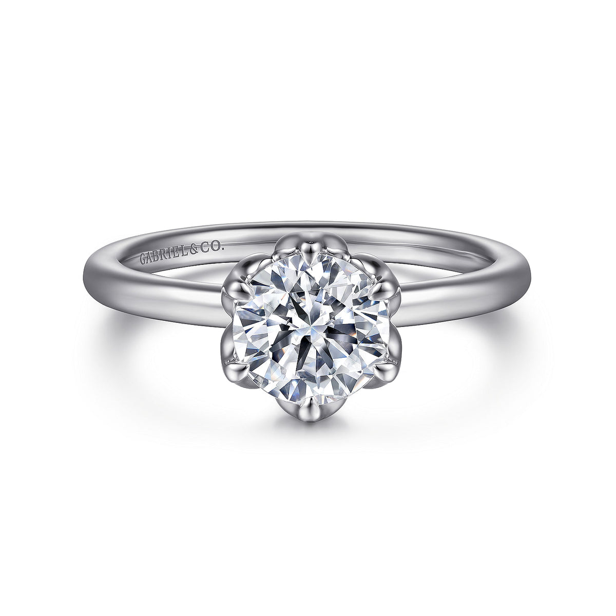 Kamera - 14K White Gold Round Solitaire Engagement Ring by Gabriel