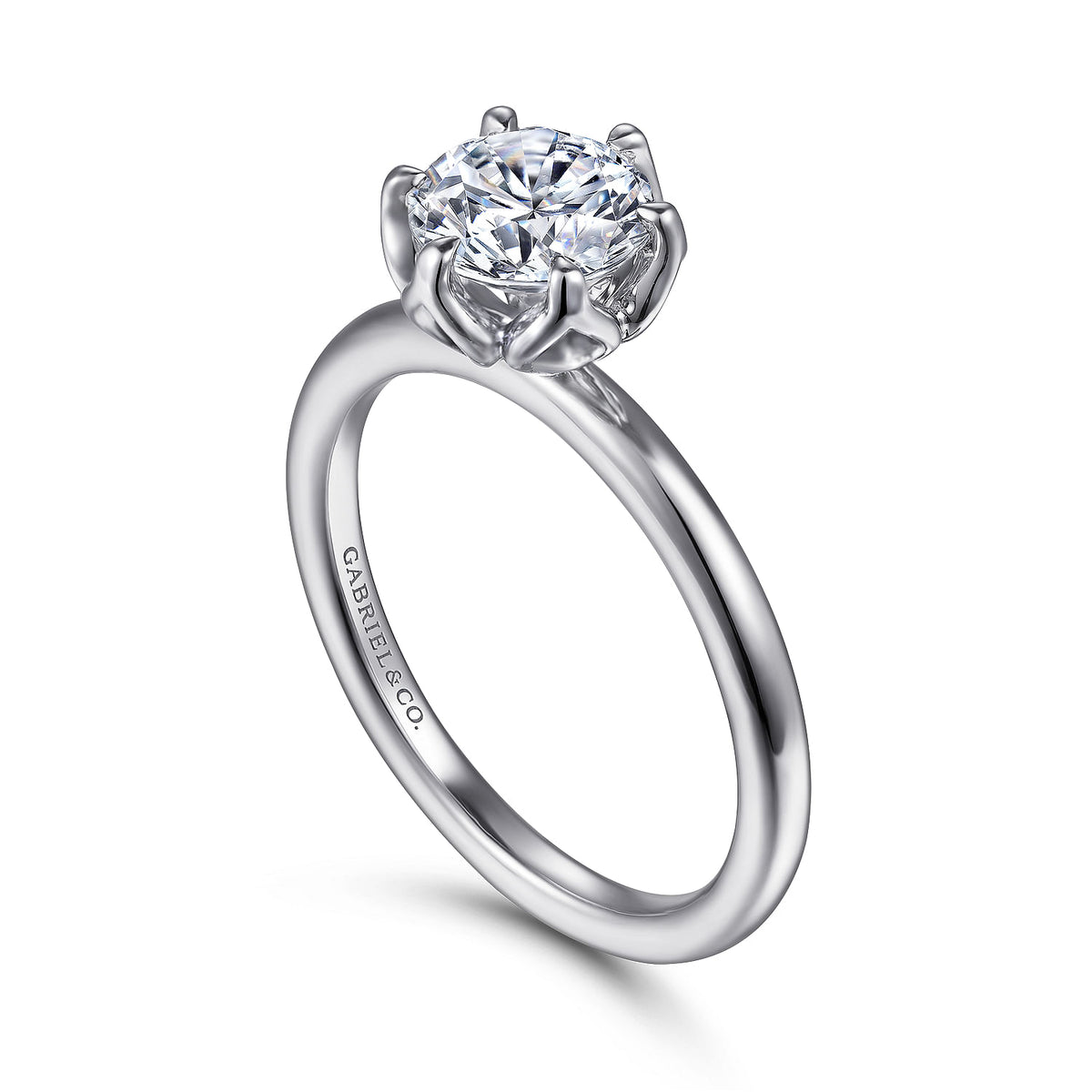 Kamera - 14K White Gold Round Solitaire Engagement Ring by Gabriel
