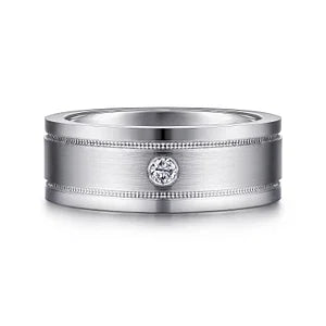 14K White Gold Diamond Mens Wedding Ring in Satin Finish by Gabriel