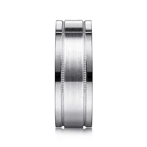 14K White Gold Diamond Mens Wedding Ring in Satin Finish by Gabriel