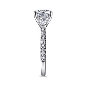 14K White Gold Round 3 Stone Diamond Channel Set Engagement Ring by Gabriel