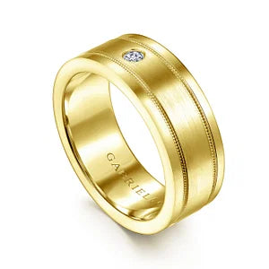 Rhys - 14K Yellow Gold Diamond Men's Wedding Ring in Satin Finish by Gabriel