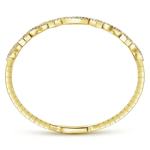 14K Yellow Gold Twisted Diamond Bangle by Gabriel & Co.