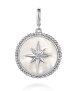 925 Sterling Silver White Sapphire and Mother Of Pearl Medallion Pendant- Bujukan by Gabriel
