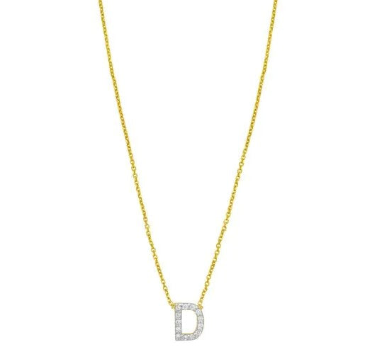 14K Mini Diamond D Initial