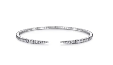 Demure - 14K White Gold Split Diamond Spike Bangle by Gabriel