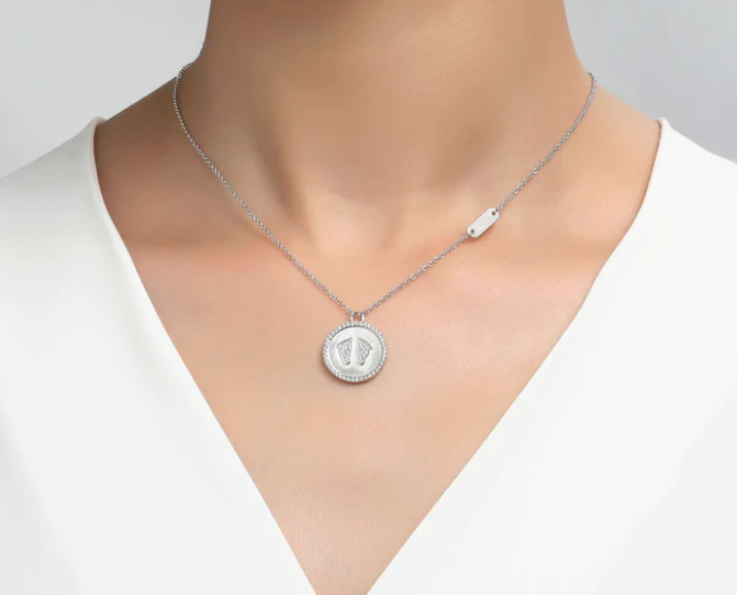 Baby Feet Disc Necklace by Lafonn