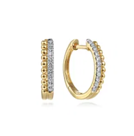 14K Yellow Gold Diamond Huggie Earrings 10mm Bujukan by Gabriel