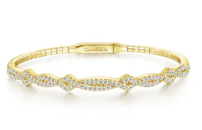 14K Yellow Gold Twisted Diamond Bangle by Gabriel & Co.