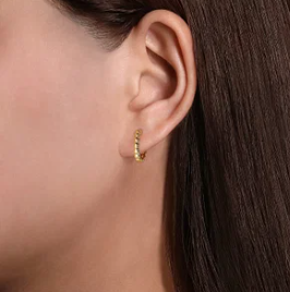 Huggie Earrings 14K Yellow Gold 15mm Bujukan by Gabriel