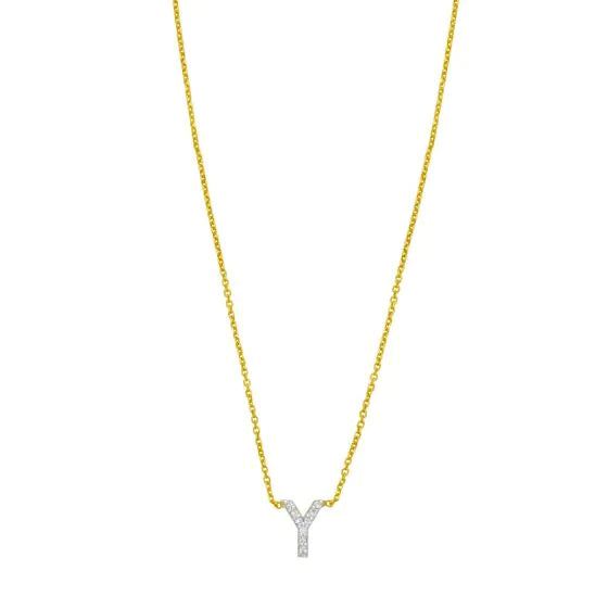 14K Mini Diamond Y Initial