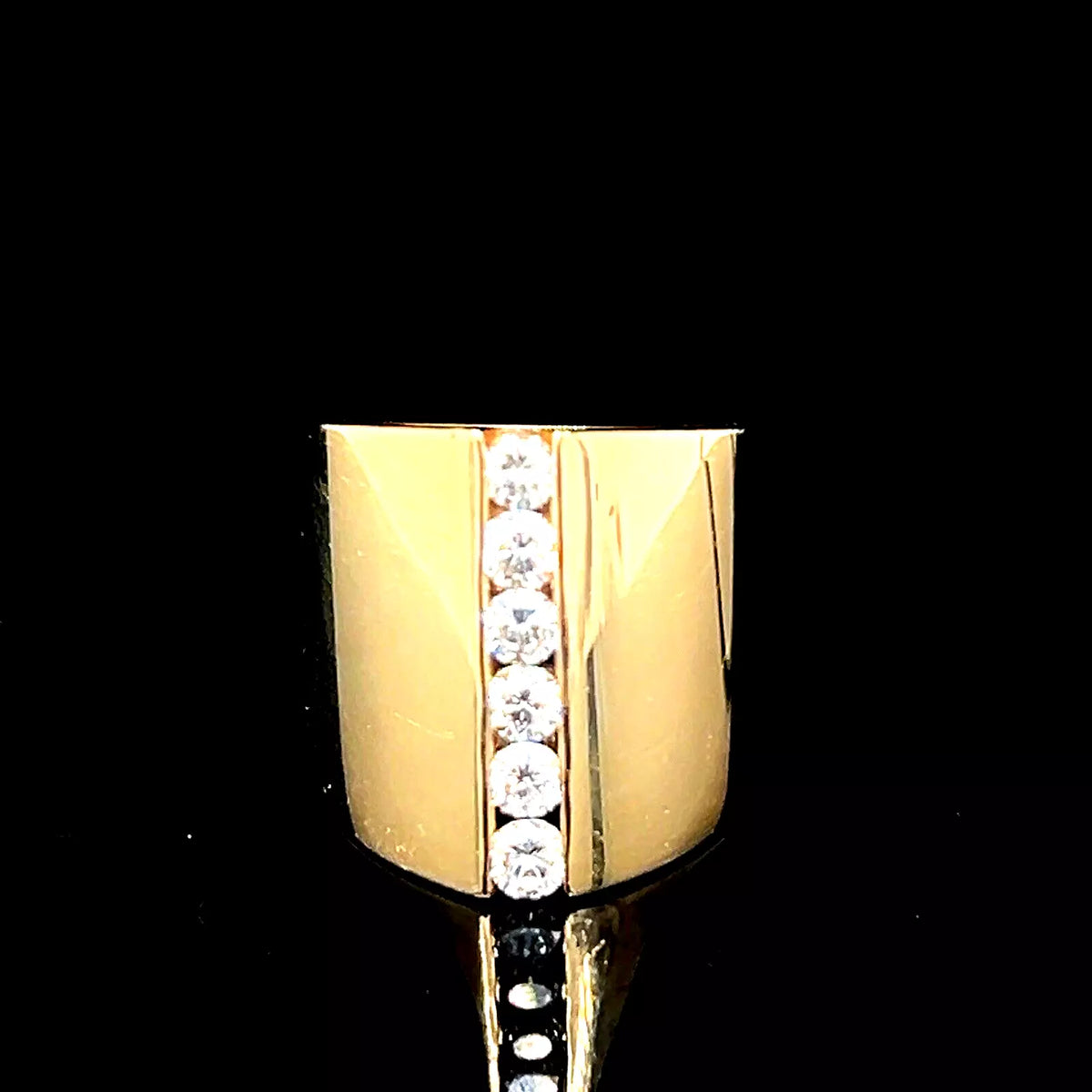 Vintage Estate Sonia Bitton 14k Yellow Gold Wide Width Diamond Ring