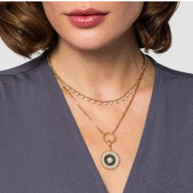 14K Yellow Gold Diamond Drop Bujukan Necklace by Gabriel & Co