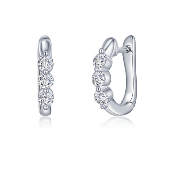 3-Stone Huggie Hoop Earrings by Lafonn