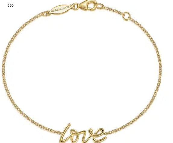 14K Yellow Gold LOVE Chain Bracelet by Gabriel & Co.