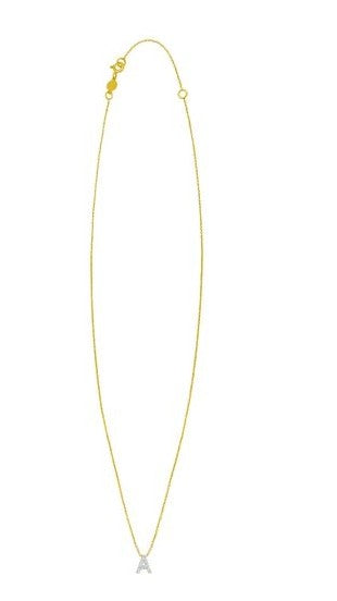 14K Mini Diamond A Initial