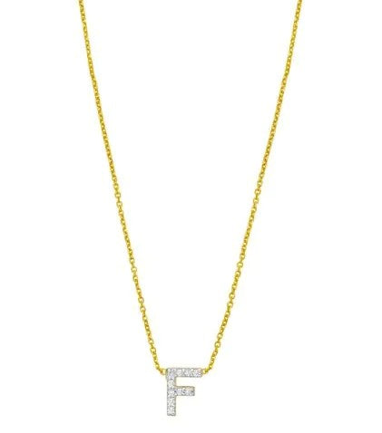 14K Mini Diamond F Initial