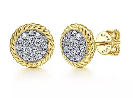14K Yellow Gold Diamond Earrings by Gabriel
