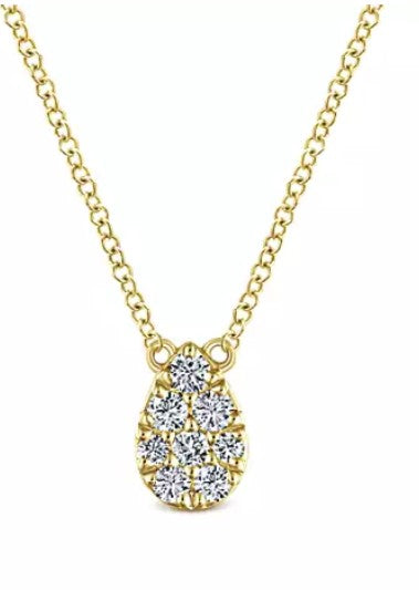 14K Yellow Gold Diamond Teardrop Pendant Necklace by Gabriel & Co.