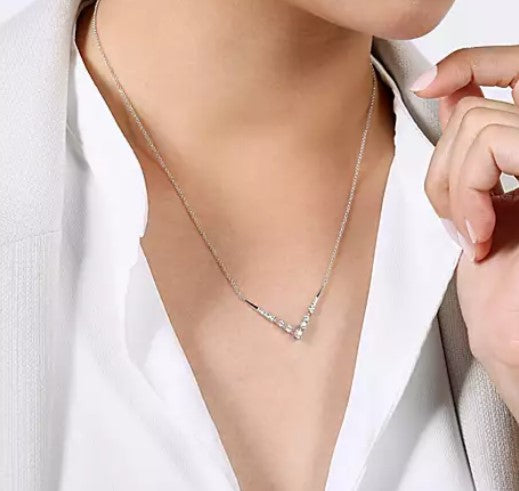 14K White Gold Diamond Chevron Necklace Gabriel & Co.