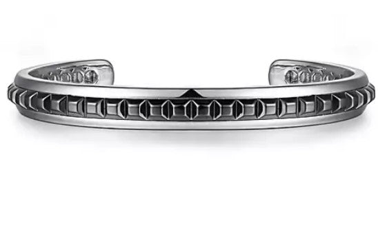 Sterling Silver Open Cuff Bracelet with Black Grommets by Gabriel & Co.