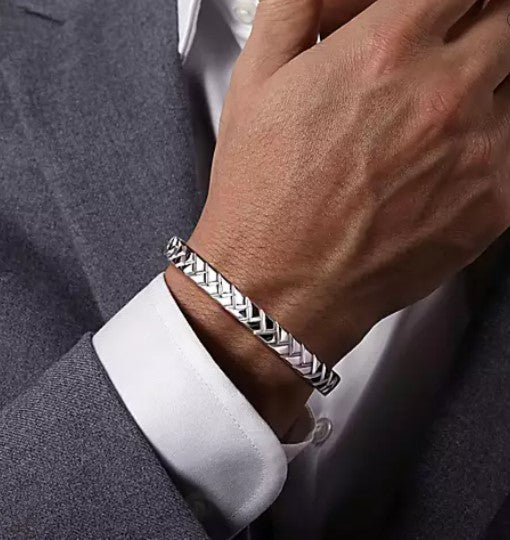 Sterling Silver Open Herringbone Bracelet by Gabriel & Co.