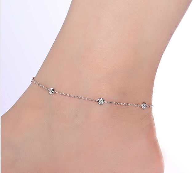Bezel-Set Station Anklet by Lafonn