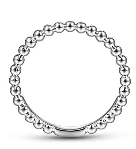 14K White Gold Beaded Ball Stackable Wedding Band by Gabriel & Co.